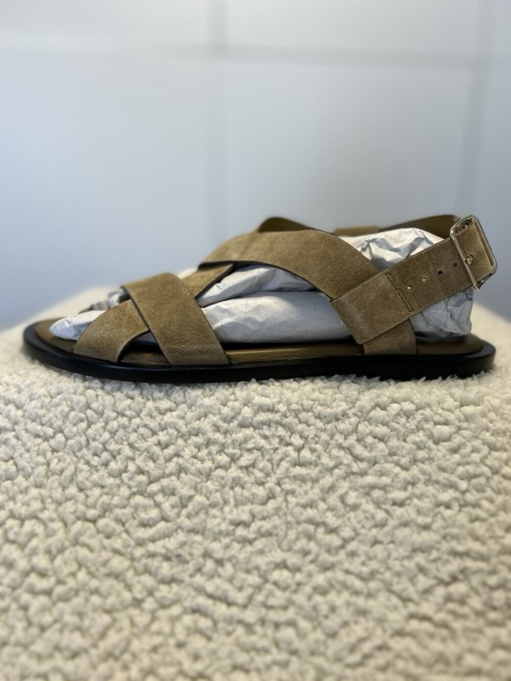 Everlane The City Strap Buckle Sandal Tan Suede Size 8.5M - Picture 7 of 11